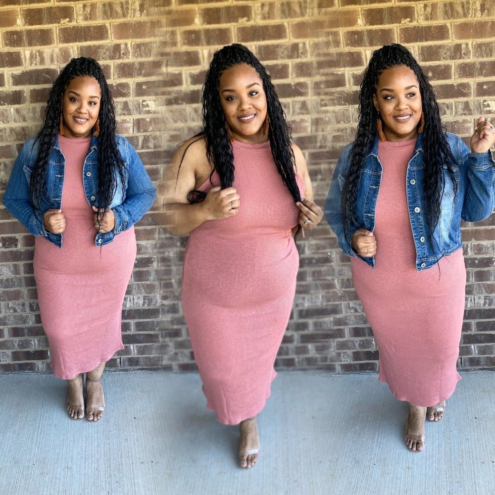 Mauve Sleeveless Bodycon Maxi Dress Plus Size